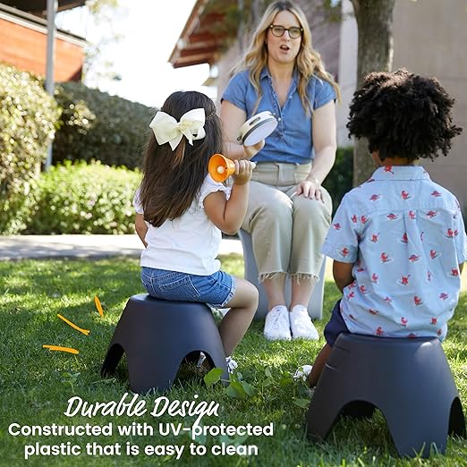 ECR4Kids Ayana Stool Set, Flexible Seating, Black, 4-Pack