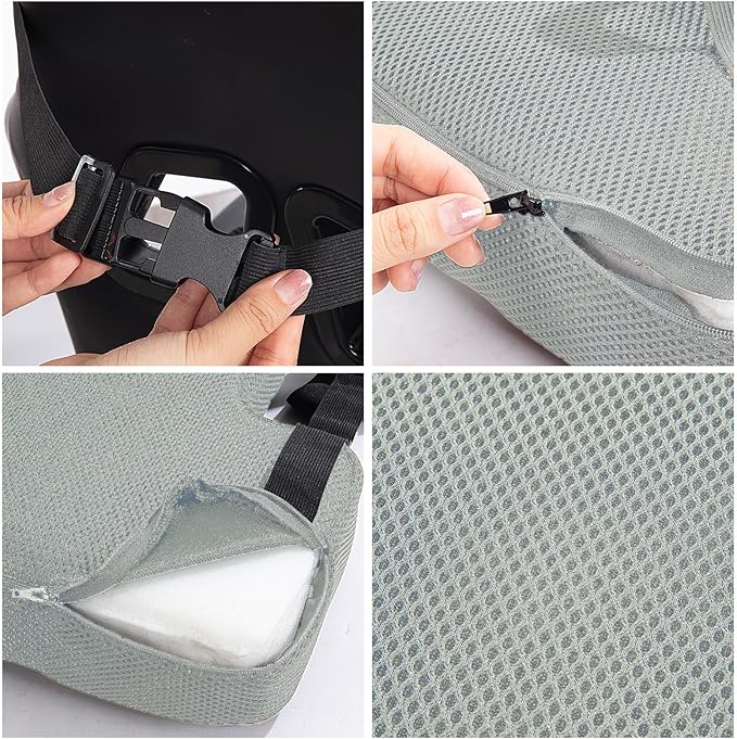 HOMBYS Lumbar Support Pillow for Office Chair-Seat Cushion for Back Support, Improved Sitting Posture and Upper/Lower Back Pain Relief for Desk Chairs, Car Seats and Airplanes (Light Grey, 17"x13"x3")