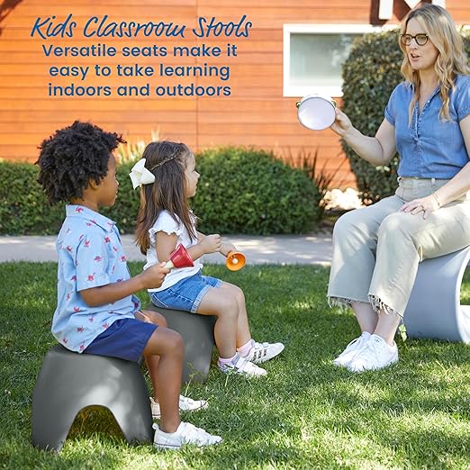 ECR4Kids Ayana Stool Set, Flexible Seating, Dark Grey, 4-Pack