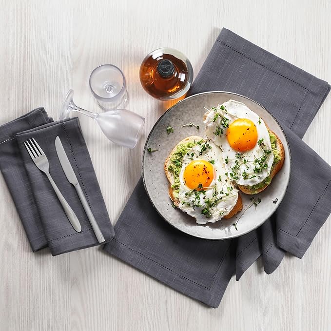 Cloth Napkins,Cotton Napkins,Dinner Napkins Cloth, Cloth Napkins Set of 6,Napkin Cloth,Fabric Napkins, Cloth Dinner Napkins,Cloth Napkins Washable,Hemstitched Napkins, 18x18" Grey Charcoal