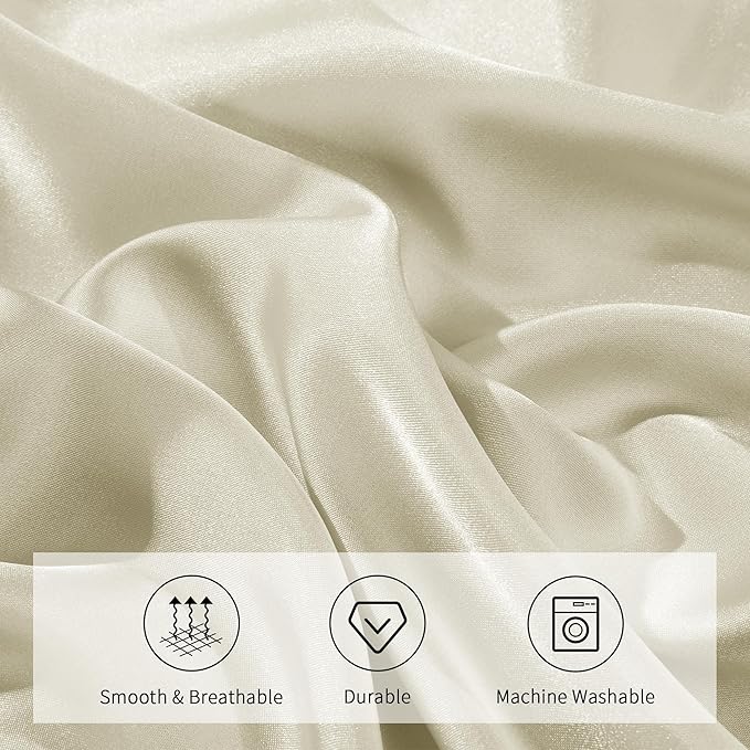 HOMBYS Satin Pillow Case for Contoured Support Pillow (DO NOT Include Pillow) -Zippered Pillow Cover for Neck Pillow for Cervical 1 Pack-Silky, Smooth and Breathable, Queen Size