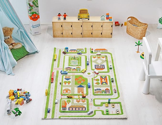 IVI 3D Play Rugs, Traffic Green, 39 x 59 inches