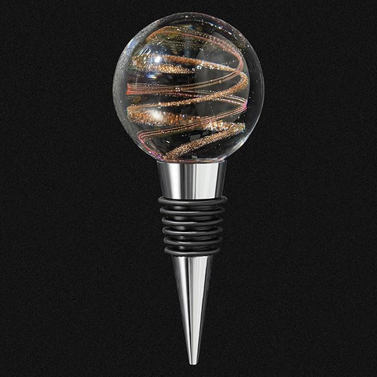 Murano Glass Art Wine Bottle Stopper with Purple and Champagne Glass Ball, Beverage Bottle Stoppers For Gifts, Bar, Holiday Party, Wedding, Pack of 1