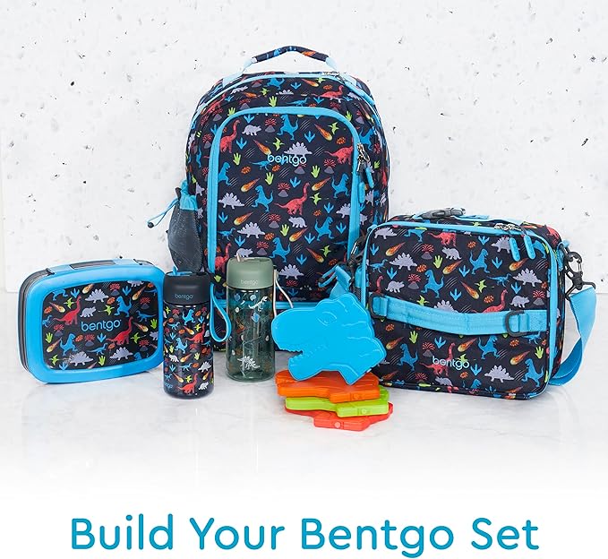 Bentgo Kids Water Bottle 2-Pack - Leak-Proof, Durable Tritan™, BPA-Free 15 oz Cup for Kids/Toddlers 3+; Flip-Up Straw; Dishwasher Safe for School/Sports/Daycare/Camp (Dinosaur/Dino Fossils)