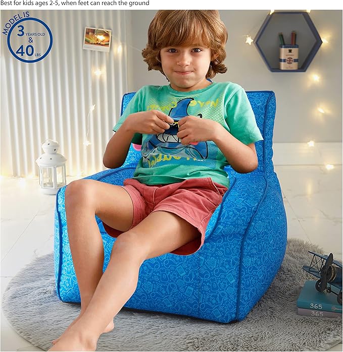 Idea Nuova Nickelodeon Blue's Clues Toddler Nylon Bean Bag Chair with Piping & Top Carry Handle, Large