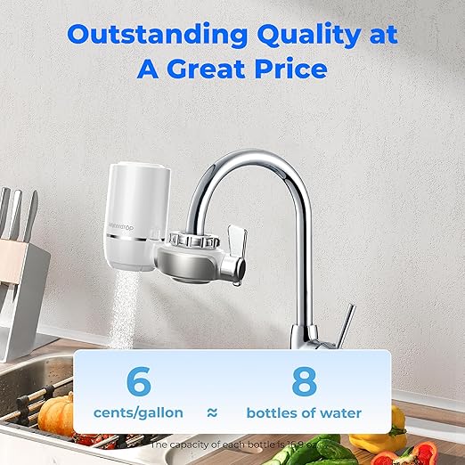 Waterdrop Water Filter for Sink, 320-Gallon Faucet Mount Water Filtration System for Tap Water, NSF Certified Reduces Chlorine & Bad Taste, 1 Filter, 𝐎𝐧𝐥𝐲 𝐅𝐢𝐭 𝐒𝐭𝐚𝐧𝐝𝐚𝐫𝐝 𝐅𝐚𝐮𝐜𝐞𝐭𝐬