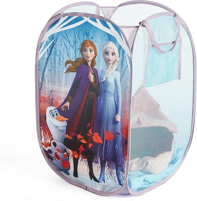 Idea Nuova Frozen 2 Pop Up Hamper Featuring Anna & Elsa, with Durable Carry Handles, 21" H x 13.5" W X 13.5" L