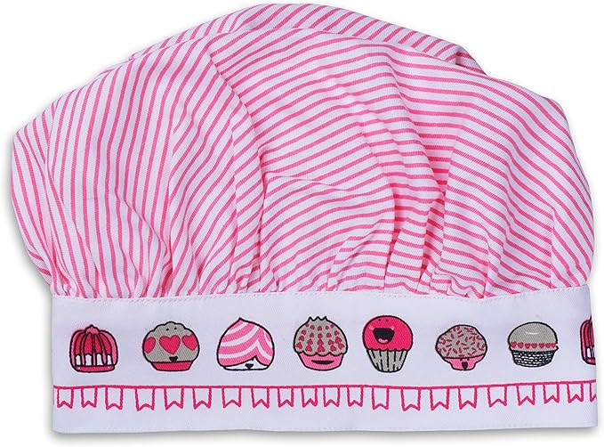 AMOUR INFINI Cupcakes Baking 3-Piece Kitchen Set Cotton Kid's Aprons, Oven Mitts, and Chef Hats Kitchen Play,Cooking,Grilling,Baking Gift for Girls, Boys & Junior Chefs Heat Resistant Reusable
