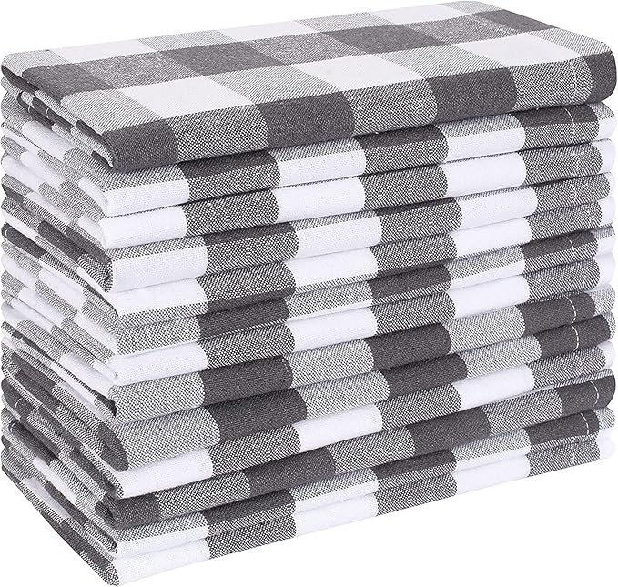 Buffalow Plaid Cloth Napkins, Check Napkins,Cloth Napkins,Cotton Napkins,Dinner Napkins Cloth,Dinner Napkins,Cloth Napkins Set of 12 Cotton,Napkins Cloth,Cloth Napkins cotton- 18x18 Grey White