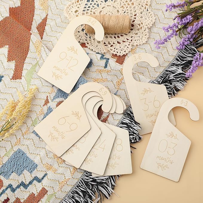 Sibba 7 Pcs Closet Dividers Clothes Organizer Adorable Wooden Holder Size Hanger Double Sided Bracket Drawers Must Haves Boho Nursery Decor Room Decorations Storage Rack