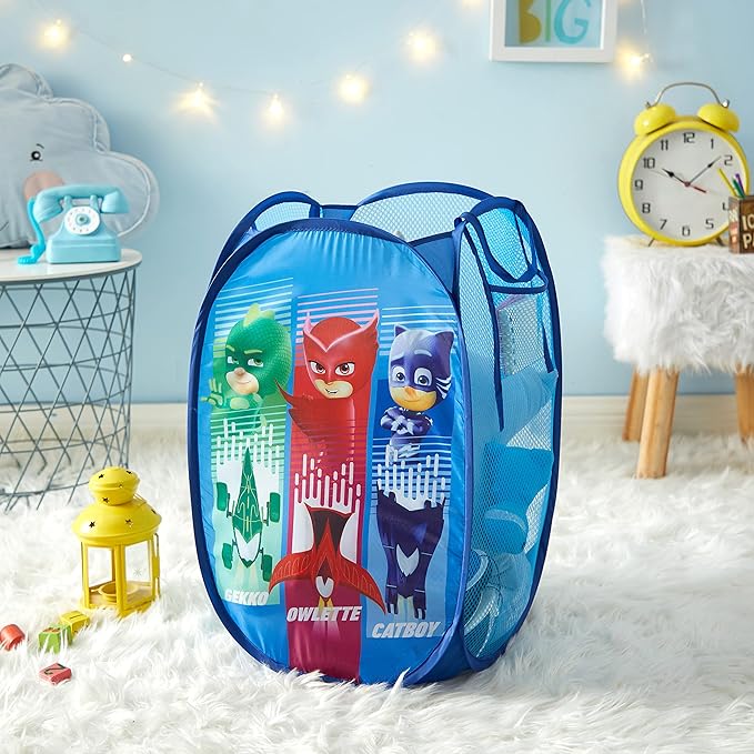 Idea Nuova PJ Mask Pop Up Storage and Laundry Hamper, 21" H x 13.5" W X 13.5" L