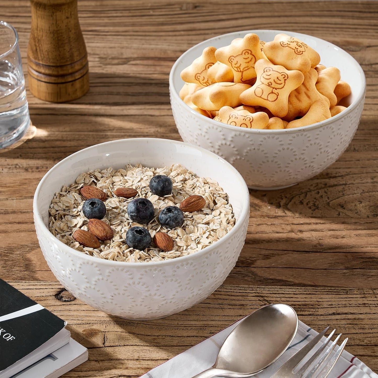 White Ceramic Bowls Set of 4, 25.3Fl Oz Pocerlain Soup Bowls 5.8" Cereal Bowls Rice Bowls for Kitchen, Serving Bowl Set for Entertaining, Dinner, Party - Housewarming Gift Idea