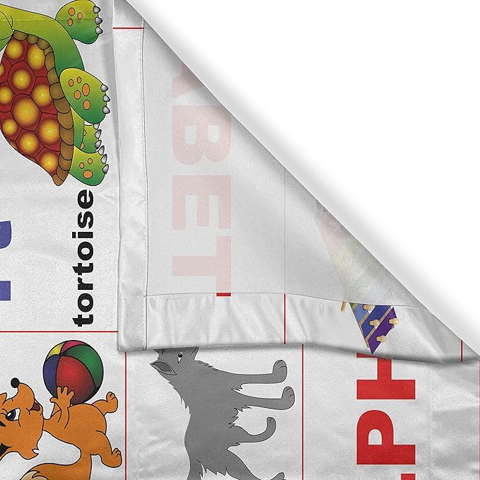 Ambesonne Cartoon Kitchen Curtains, Animals Placed on Letter The Alphabet Chart Themed Illustration Colorful Print, Window Drapes 2 Panel Set for Kitchen Cafe Decor, 55" x 39",Indigo Red