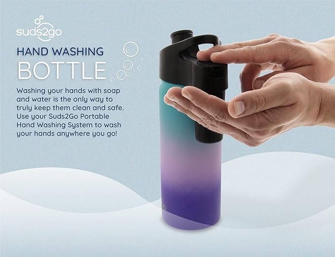 Portable Stainless Steel Water Bottle and Hand Wash System (20oz) - Double Walled and Vacuum Sealed with Leakproof Lid- Lightweight Design for Camping, Sports and Travel