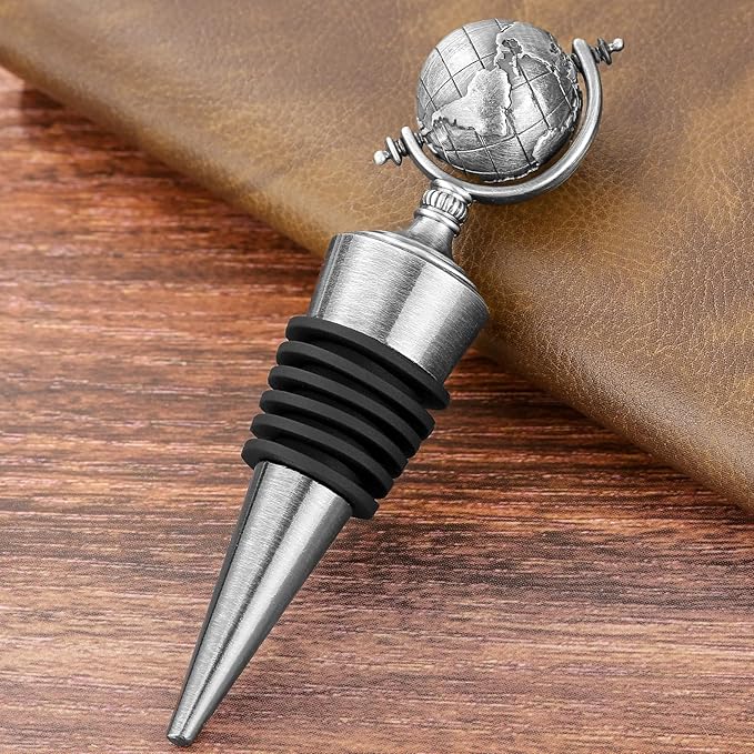 LKKCHER Earth Globe Wine Stopper, Wine Gifts for Men Women, Bottle Stoppers for Wine Champagne, Birthday Gifts, Christmas Gifts, Wine Saver, Wine Accessories