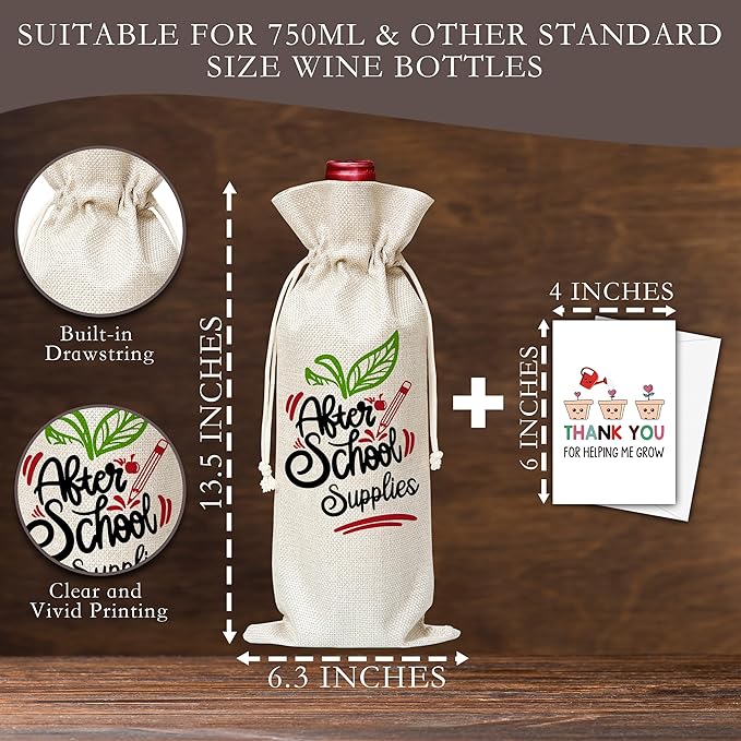 Dskly Teacher Gifts Wine Bag & Card, Teacher Appreciation Wine Bag Gifts For Women Teacher Coworkers, Teacher Gifts From Student, Wine Bag For Teachers Day Graduation Thanksgiving Christmas Party -40