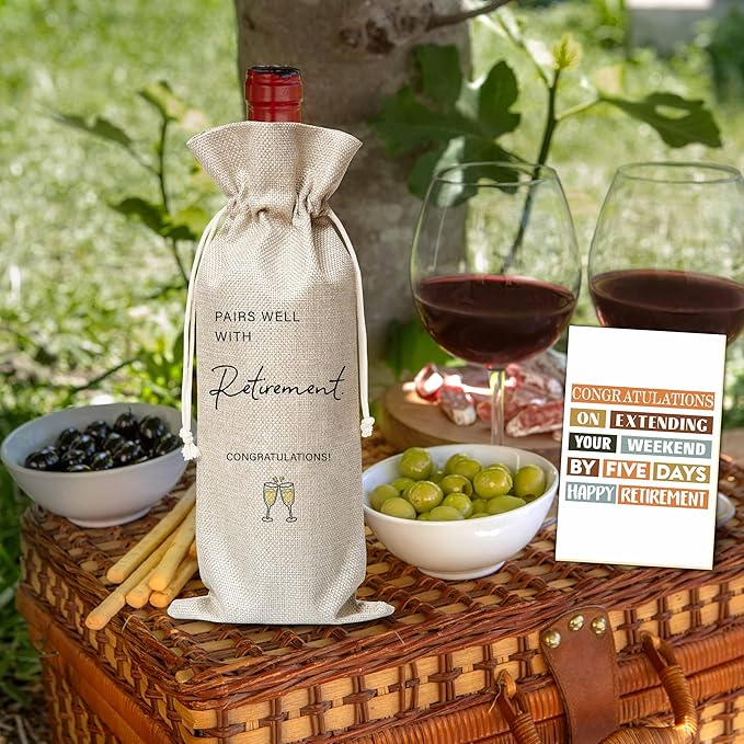Retirement Gifts For Woman Man, Retirement Wine Gift Bag, Farewell Going Away Gifts For Retired Teacher Colleague Friend, Pairs Well With Retirement Wine Bag, Retirement Party Decoration Supplies, B53