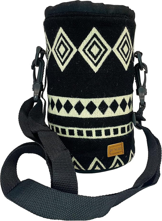 Water Bottle Holder w/Strap | Bottle Sleeve Carrier for Walking, Backpacking | Hydro and Iron Flask Sling Bag | Bottle Protector for Beer Water Coffee | Camping Accessories (64 oz, Obsidian Black)