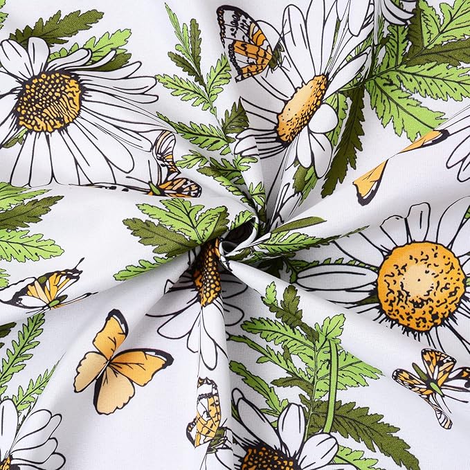 JISEN Baby Crib Sheet 1 Piece Portable Fitted Crib Sheet for Standard Crib and Toddler Mattresses Nursery Bed Decor for Boys Girls 28x52 Inch Daisy Butterfly