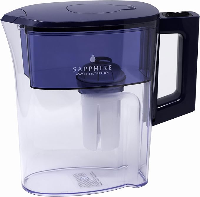 Sapphire Water Pitcher with 3 Filters, Clear/Blue