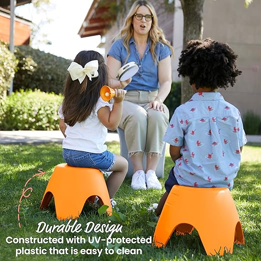 ECR4Kids Ayana Stool Set, Flexible Seating, Orange, 4-Pack