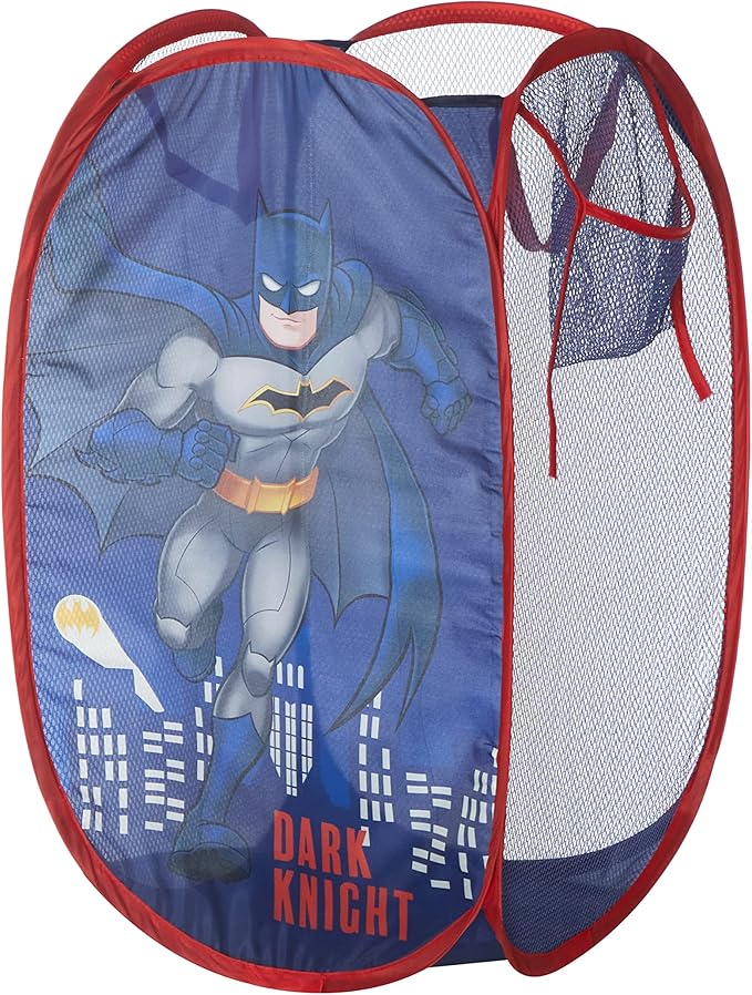 Idea Nuova Batman Pop Up Hamper with Durable Carry Handles, 21'' H x 13.5'' W X 13.5'' L, Batman/Blue