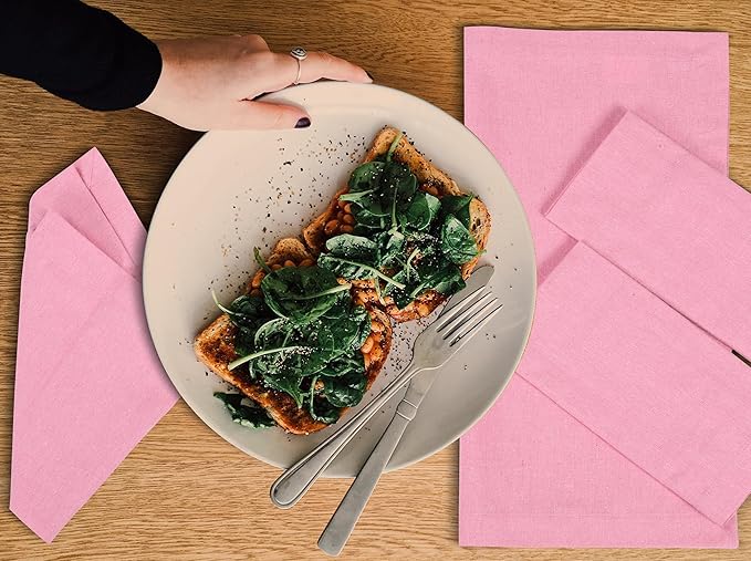 Cotton Napkins,Cloth Napkins,Dinner Napkins Cloth,Dinner Napkins,Cloth Napkins Set of 12 Cotton,Napkins Cloth,Cloth Napkins cotton,Cotton Dinner Napkins,Machine Washable Napkin 18x18 Baby Pink