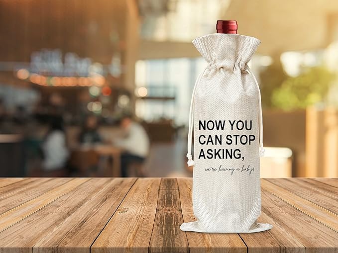 Grandparents Gifts Wine Bag - Gift For New Grandpa Grandma, Grandparents Aunt Uncle, Baby Announcement - Cotton Burlap Wine Bag (1 Pcs) - WB038