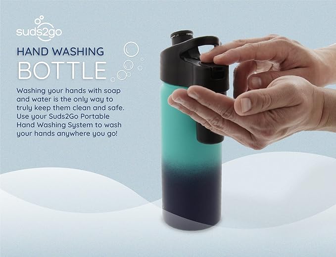 Portable Stainless Steel Water Bottle and Hand Wash System (20oz) - Double Walled and Vacuum Sealed with Leakproof Lid- Lightweight Design for Camping, Sports and Travel