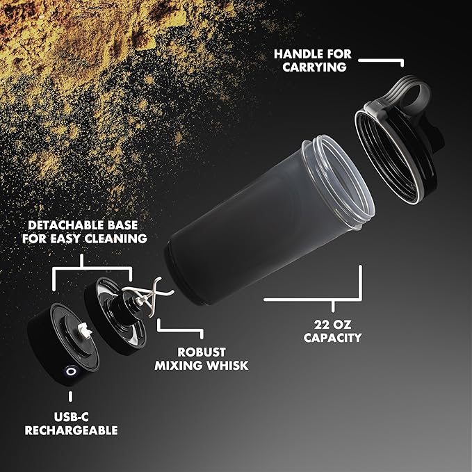 Electric Shaker Bottle, Portable Blender Protein Shaker, USB Rechargeable MixMate Blender For Protein Shakes Pre Workout Greens Coffee Pancake Mix Cocktail Cocktails (Frost White)