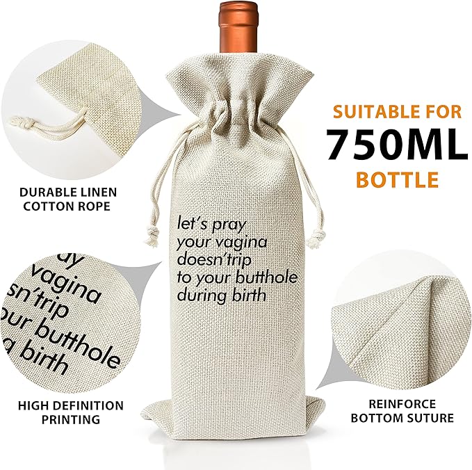 Pregnancy Announcement Wine Gift Bags - New Mom Gift Wine Bags - Cover Bag For Having New Baby - Grandparents - New Parents - Baby shower Party Supplies Favors - Mother's Day Gift - Burlap - HiMo214