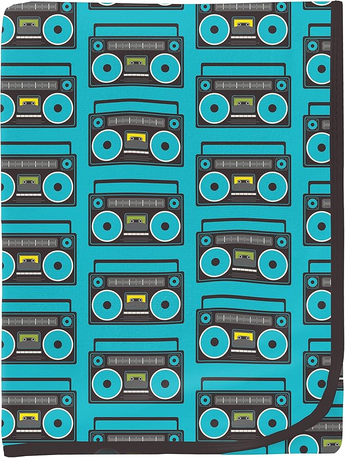 KicKee Pants Print Swaddle Blankets, Made from Viscose from Bamboo Fabric Making it a Silky Soft Baby Blanket, 40” x 29” (Confetti Boombox - One Size)