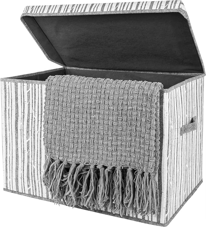 Sammy & Lou Collapsible Felt Soft Toy Box Toy Chest for Toddlers Toy Storage Organizer with Handles and Hinged Lid, 22 x 14.5 x 15 inches, Birch