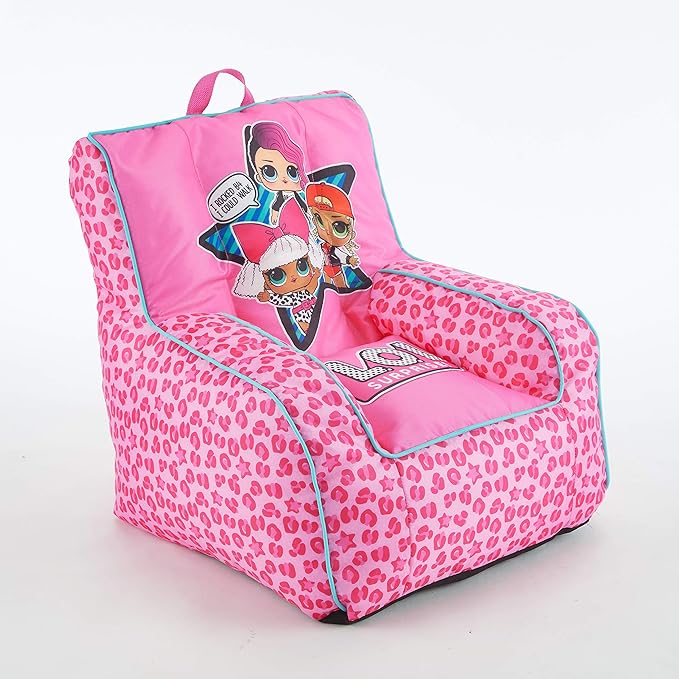 Idea Nuova LOL Surprise Kids Nylon Bean Bag Chair with Piping & Top Carry Handle, Large