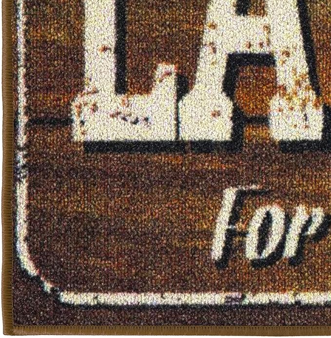 Ottomanson Laundry Collection Non-Slip Rubberback Text Design 2x5 Laundry Room Runner Rug, 20" x 59", Brown