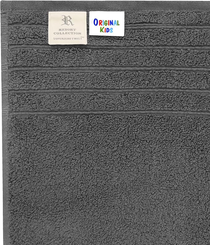 Hooded Bath Towel Wrap - Super Zero Twist 100% Cotton Large Oversized Hooded Kids Towel - Toddler Shower Pool Beach Towel - Super Soft Absorbent Quick Dry Easy Care Gift - 30 x 54 - Grey