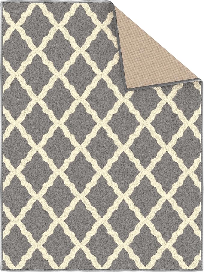 Ottomanson Glamour Collection Non-Slip Rubberback Moroccan Trellis Design 2x3 Indoor Area Rug/Entryway Mat, 2'3" x 3', Gray