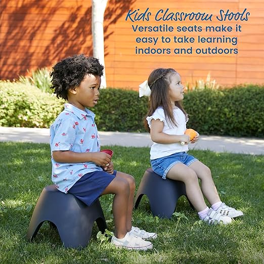 ECR4Kids Ayana Stool Set, Flexible Seating, Black, 4-Pack