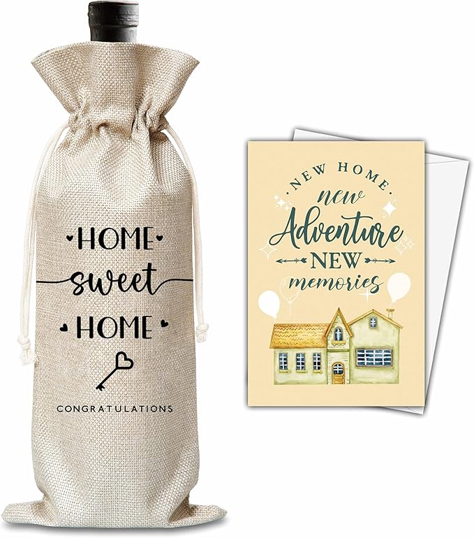 House Warming Gifts For Woman Man, New Home Wine Gift Bag, Housewarming Gifts For New Homeowners, Home Sweet Home Wine Bag, New Home Party Decoration Supplies Favors, B51