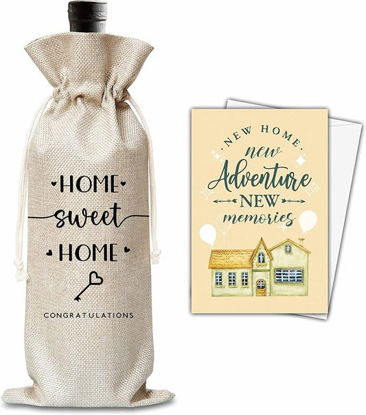 House Warming Gifts For Woman Man, New Home Wine Gift Bag, Housewarming Gifts For New Homeowners, Home Sweet Home Wine Bag, New Home Party Decoration Supplies Favors, B51