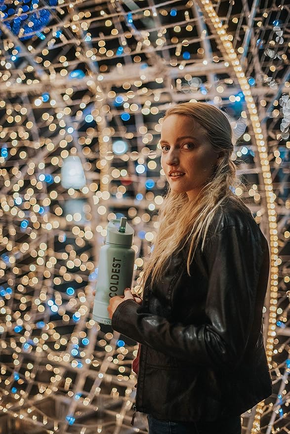 Coldest Sports Water Bottle with Straw Lid Vacuum Insulated Stainless Steel Metal Thermos Bottles Reusable Leak Proof Flask for Sports Gym(32 oz, Marble White)