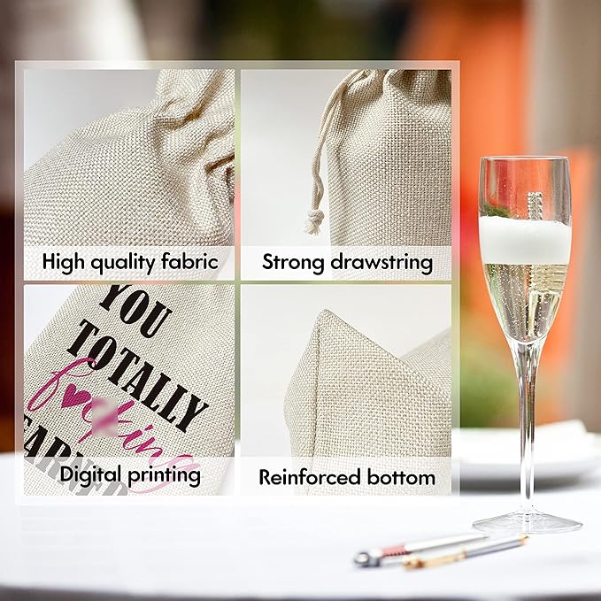 New Job, You Totally Earned It Wine Gift Bags - for Job Promotion Gift, New Job Gift For Her/Him - Reusable Burlap With Drawstring Gift Bag (5.5"x 13.5")-1 Pcs/jiu008