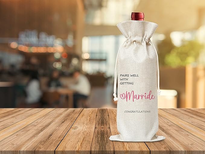 Marride Gift Wine Bag,Gift For Wedding,Couple,Cotton linen Drawstring Wine Bag(1 Pcs) - WB013
