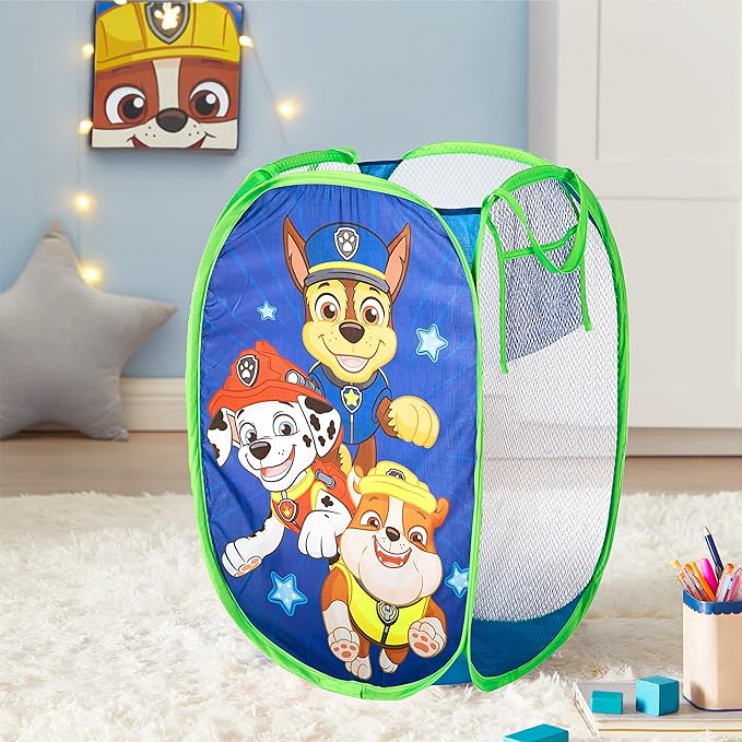 Nickelodeon Paw Patrol Chase, Rubble and Marshall Pop Up Hamper with Durable Carry Handles, 21'' H x 13.5'' W X 13.5'' L