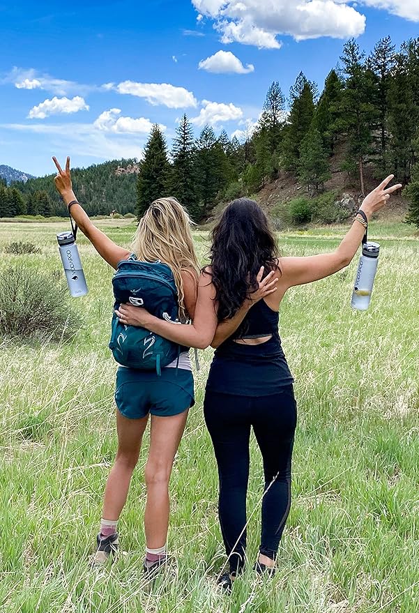 Motivational Water Bottle with Time Marker | 32oz Daily Water Intake Bottle | Gym Sports Water Bottle | Fruit Infuser Screen | 1 Liter BPA-Free Durable Leakproof with Eco-Friendly Brush (Rose)