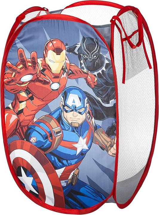 Idea Nuova Marvel Avengers Black Panther, Iron Man and Captain America Pop Up Hamper with Durable Carry Handles, 21'' H x 13.5'' W X 13.5'' L