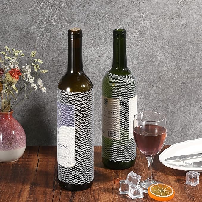 Wine Mesh Protective Sleeves, 30 Pcs 8.7 Inch Mesh Liquor Bottles Protector Keep Bottles Safe White PE Net Sleeves for Travel Glass Bottle