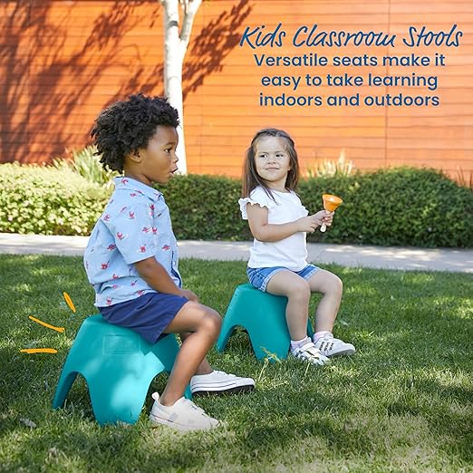 ECR4Kids Ayana Stool Set, Flexible Seating, Turquoise, 4-Pack