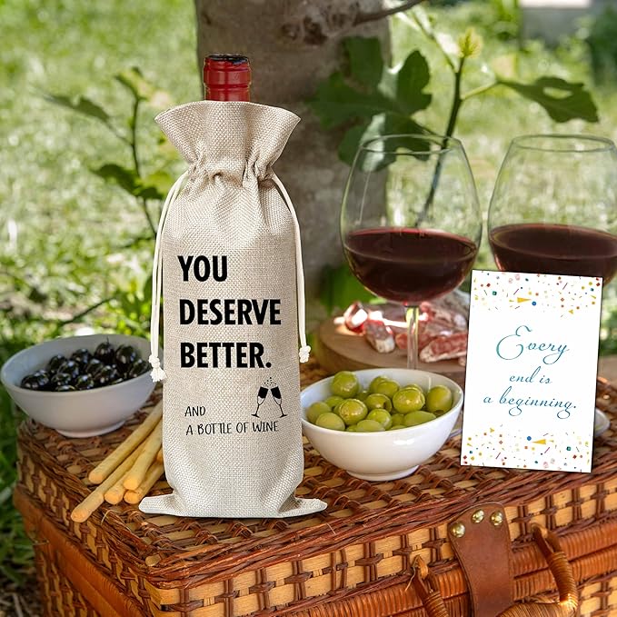 Xanev Divorce Gifts For Woman Man, Divorce Wine Gift Bag, You Deserve Better Wine Bag, Breakup Divorced Farewell Gift For Friend Sister Family, New Beginning Gift, Party Decorations Supplies, B46