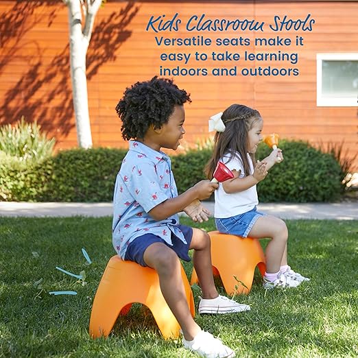 ECR4Kids Ayana Stool Set, Flexible Seating, Orange, 4-Pack